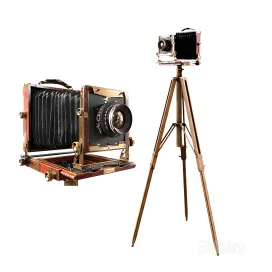 Vintage camera on tripod